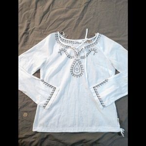 Small Prana White Tunic Ebroidered Boho Spring